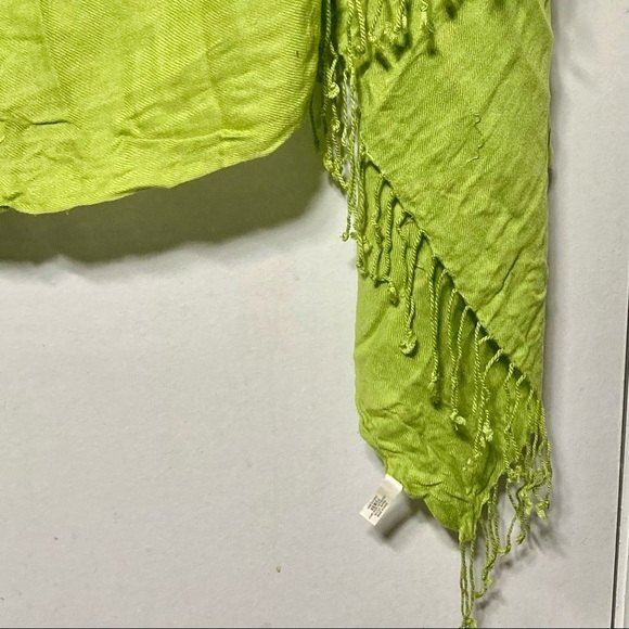Pashmina Scarf Wrap Shawl Coverup by BIJOUX TERNER Bright Green 72 x 32 inches - Picture 9 of 14